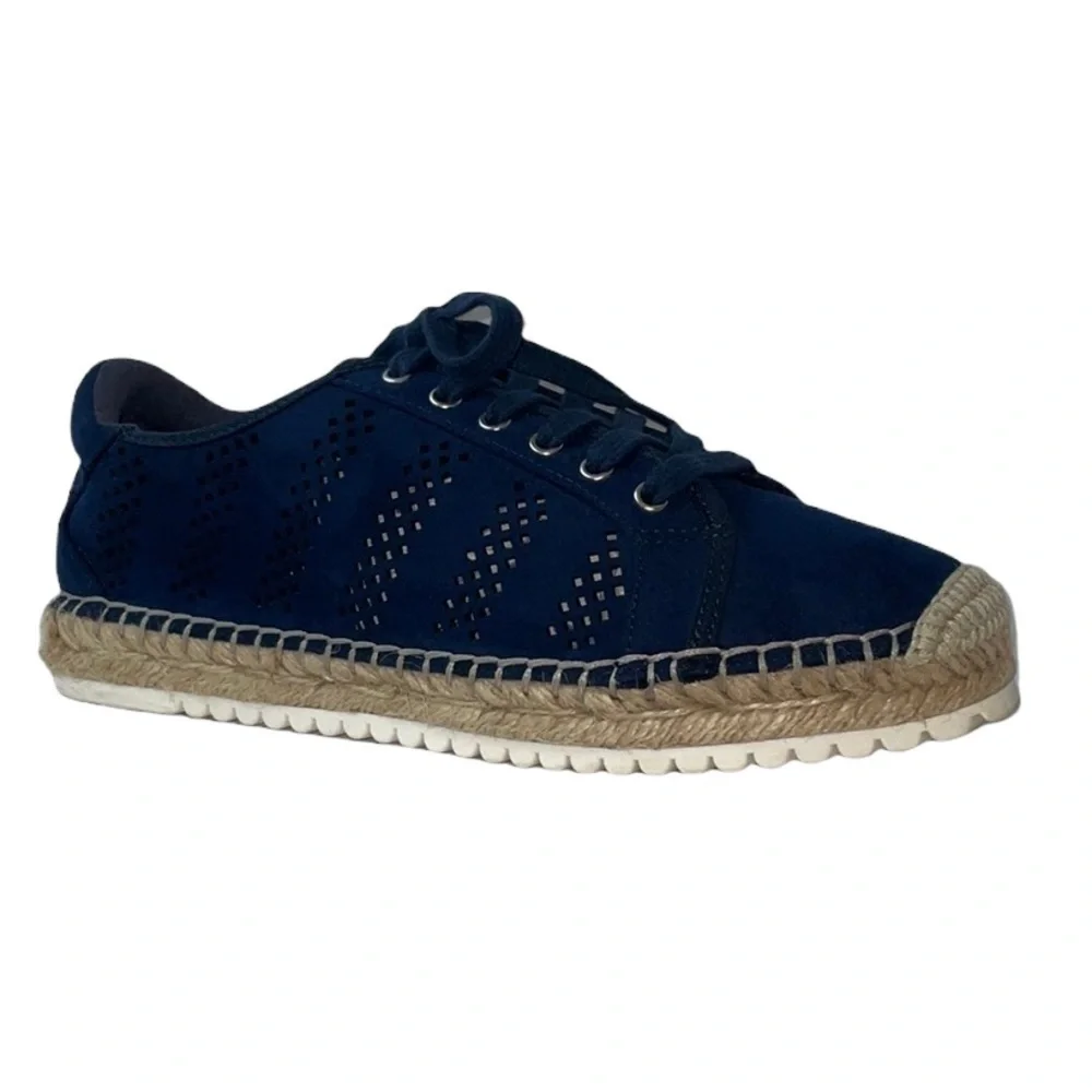 Marc Fisher Blue Baila Vegan Suede Espadrilles